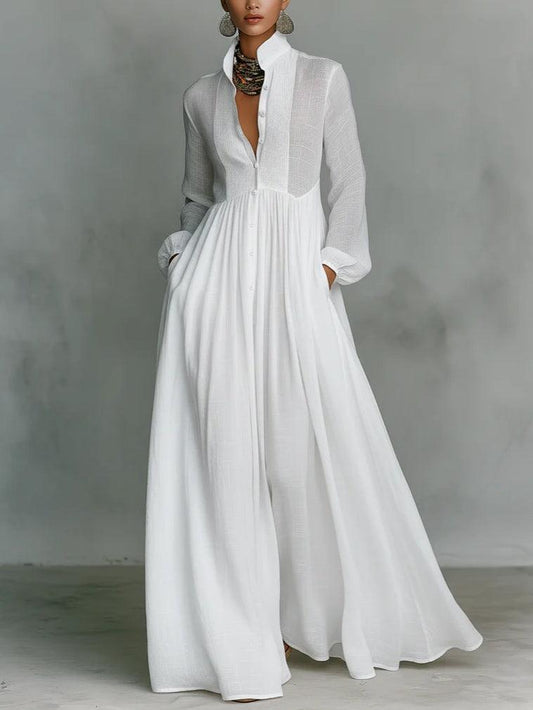 Léonie™ | Vestido maxi minimalista con cuello alto
