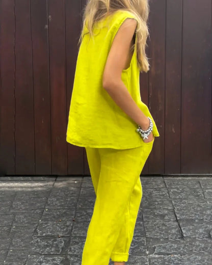 Mayte™ Conjunto casual elegante de dos piezas con chaleco y pantalones sin mangas