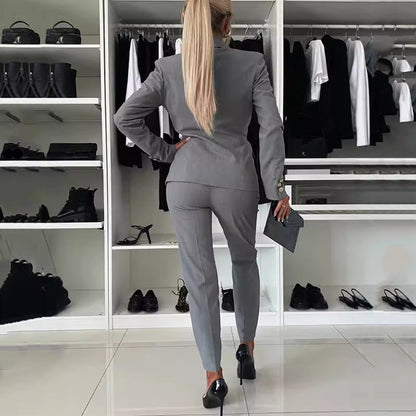 Elena™ Conjunto de blazer cruzado y pantalón entallado