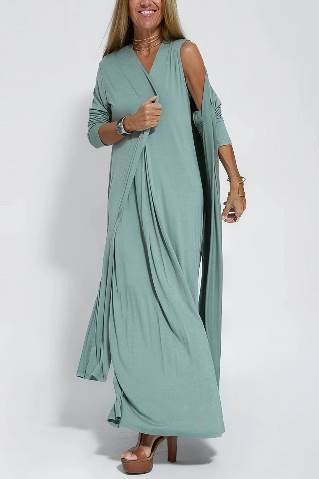 Ava™ | Elegante vestido largo + cárdigan a juego de REGALO